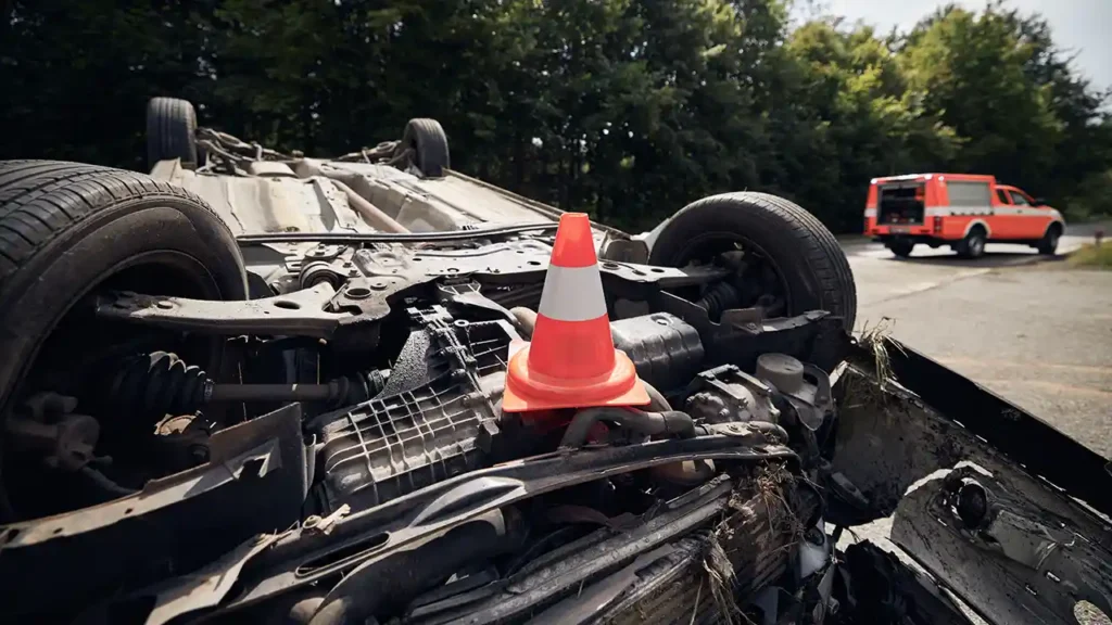a turned over semi truck