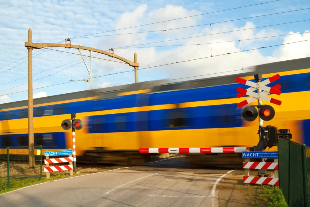 train speeding through